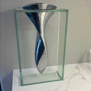 Modern Silver Glass Art Sculpture